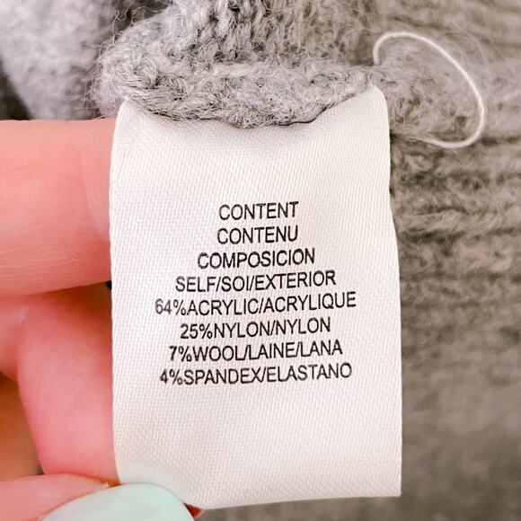 WAYF Striped Mock Neck Tie Waist Pullover Sweater Gray Pink Wool Blend Small - Picture 10 of 12